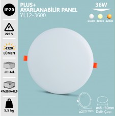 36W SIVA ALTI PLUS AYARLANABİLİR PANEL BEYAZ